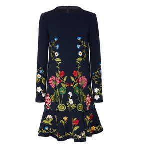 OSCAR DE LA RENTA Long Sleeve Floral Dress